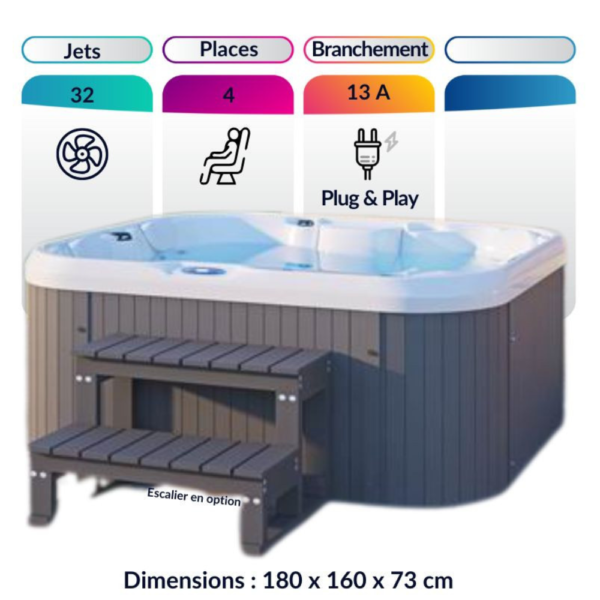 Spa 4 places léger et compact wifi